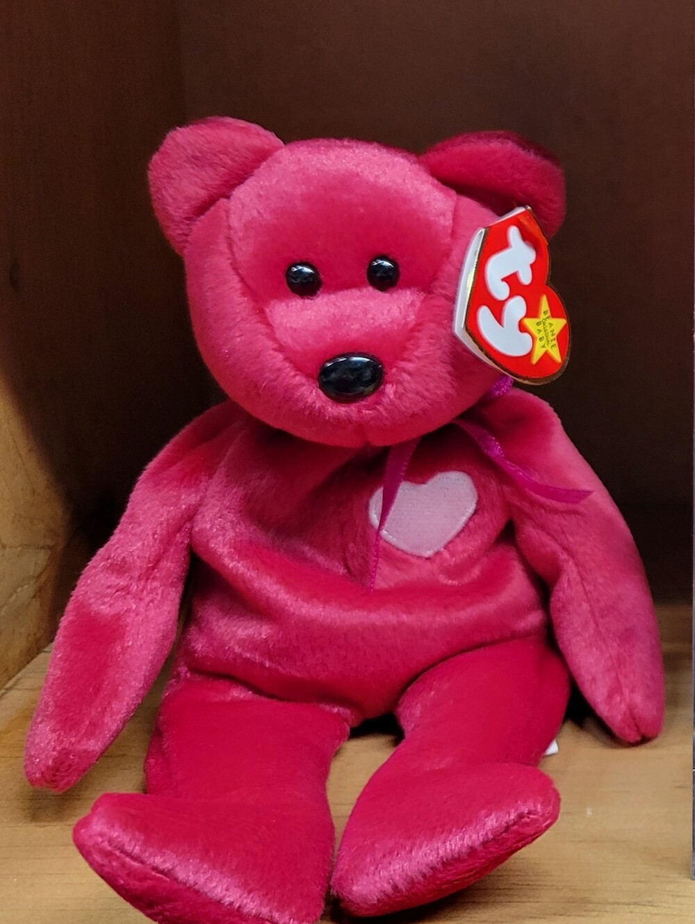 Ty Hot Pink VALENTINA Beanie Baby Plush Bear 1998 With Tags